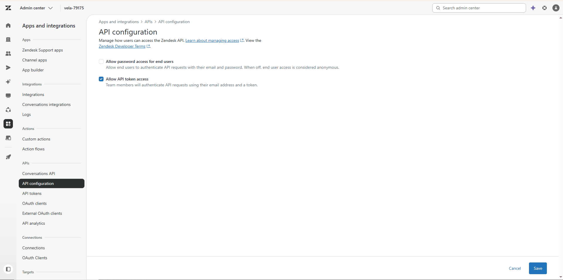 API config