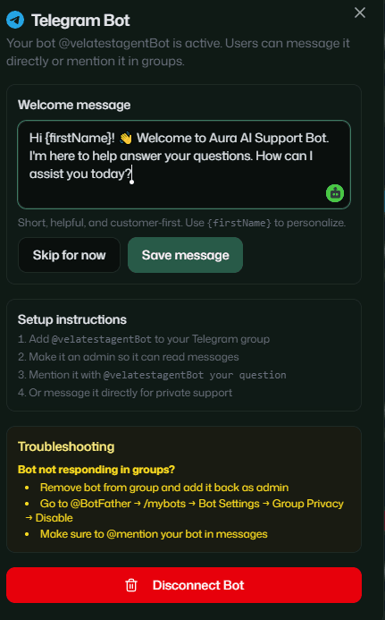 Customizing the welcome message with name variables