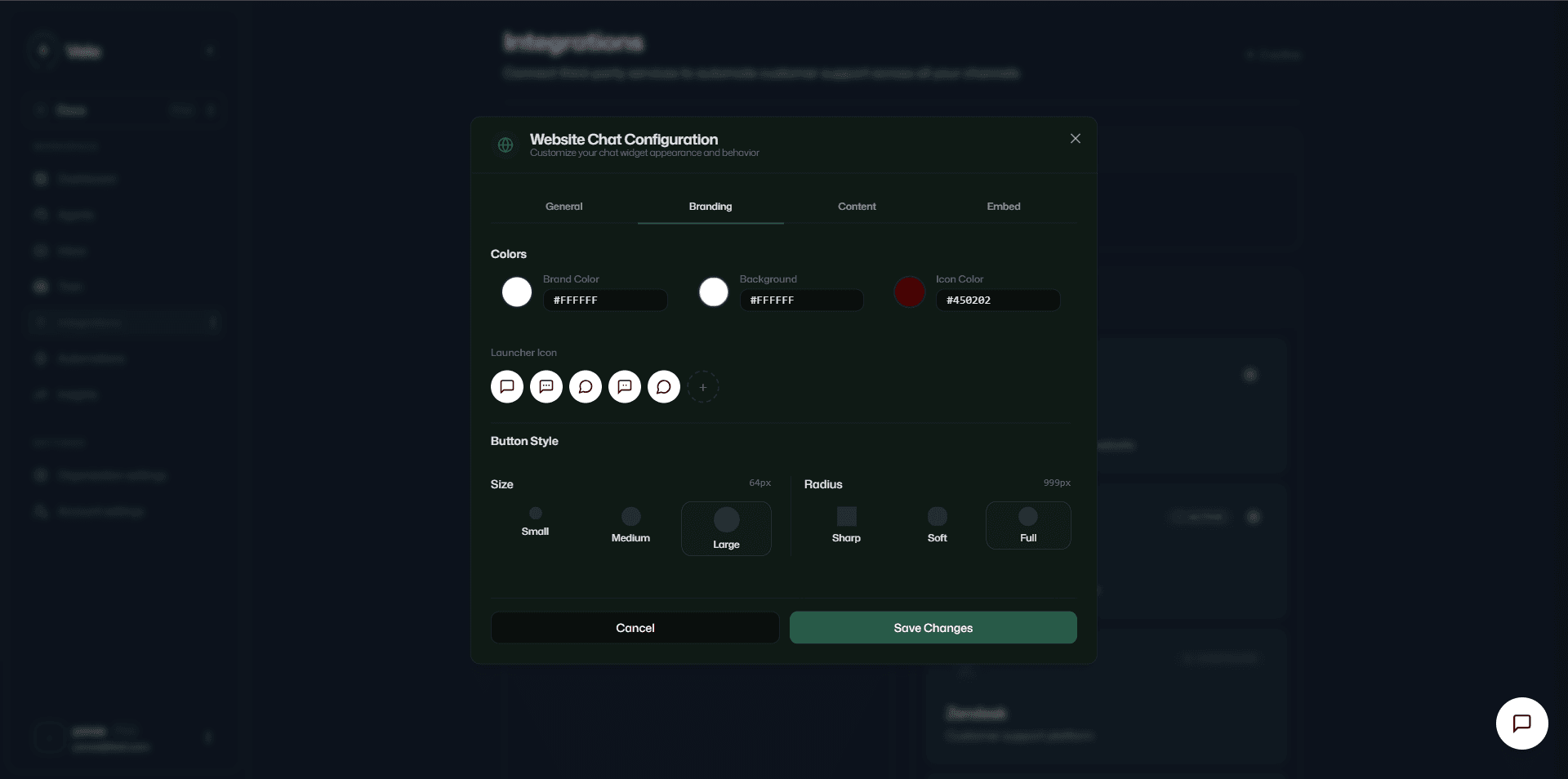 Branding settings